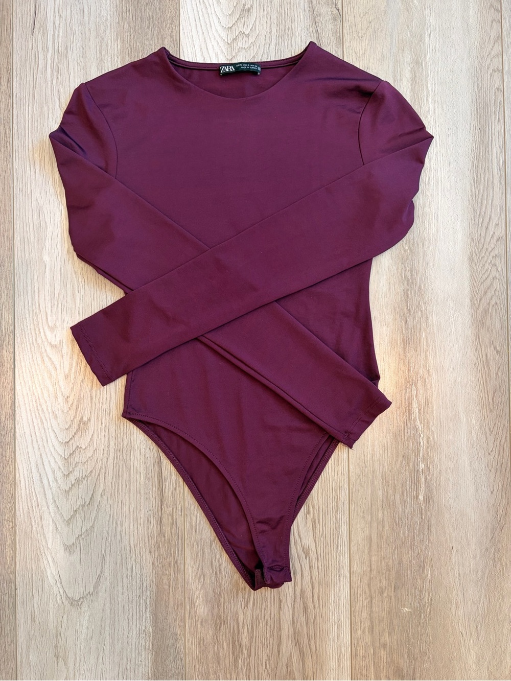 Zara Long Sleeve Bodysuit in Wine